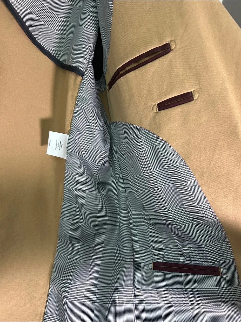 Cremieux Classics Mens Tan Khaki Cotton Sport Coat Blazer L Glen Plaid Lining